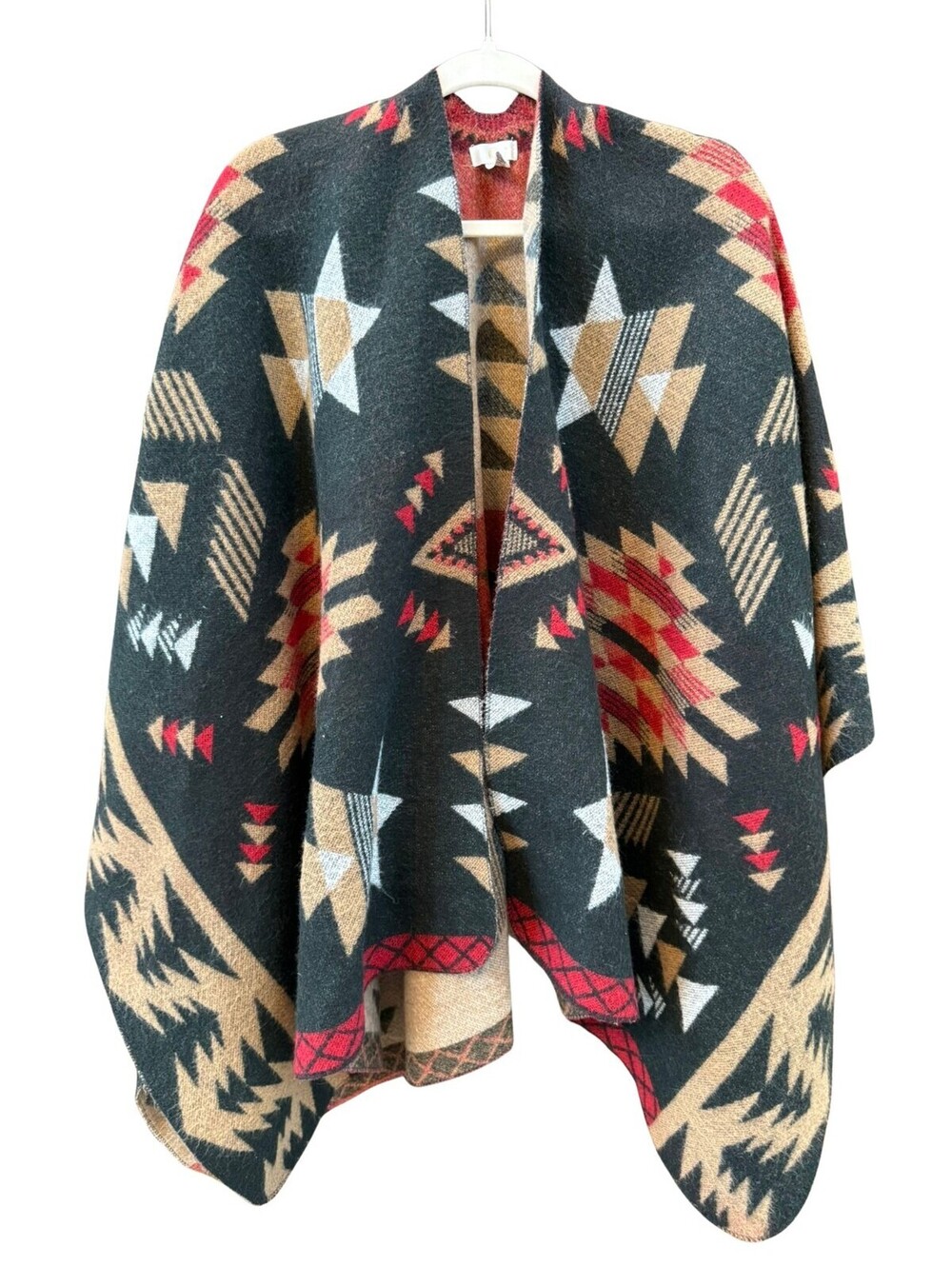 Colleen Lopez Southwestern Blanket Cape Poncho Cardigan One Size